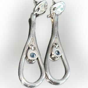 Vidda Anala earrings sterling silver plated w/blue Austrian crystal-RETIRED-NWT